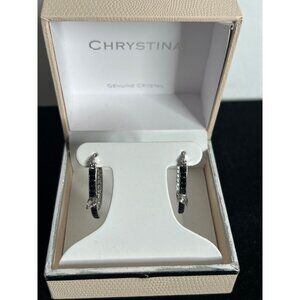 NEW Chrystina Genuine Crystal Sterling Silver Earrings
